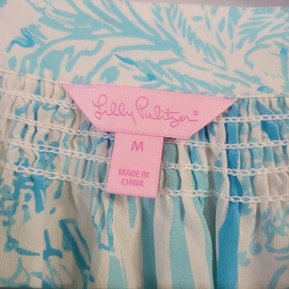 Lilly Pulitzer Aqua and White Tropical Blouse - Picture 10 of 10